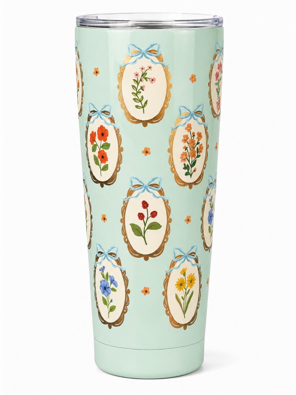 Clementine Mint Floral Frame Tumbler